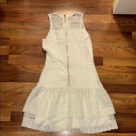 Parker White Pleated Tiered Halter Mini Dress | Size XS - Picture 3 of 4